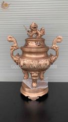 Bộ Ngũ Sự Bằng Đồng Đỏ Cao 50 Hoa Sòi Đồng Đỏ Mộc