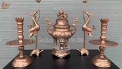 Bộ Ngũ Sự Bằng Đồng Đỏ Cao 50 Hoa Sòi Đồng Đỏ Mộc