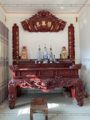 Cuốn Thư Câu Đối Gỗ Hương Đỏ Đục Rồng Kích Thước Cuốn Thư 175*81*4 - Câu Đối 175*28*4