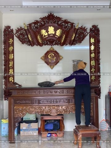 Cuốn Thư Câu Đối Gỗ Gụ Song Long Kích Thước Cuốn Thư 175*81*4 - Câu Đối 175*28*4
