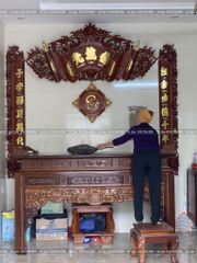Cuốn Thư Câu Đối Gỗ Gụ Song Long Kích Thước Cuốn Thư 175*81*4 - Câu Đối 175*28*4