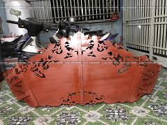 Cuốn Thư Câu Đối Gỗ Hương Đỏ Đục Rồng Kích Thước Cuốn Thư 175*81*4 - Câu Đối 175*28*4