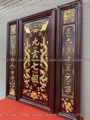 Tranh Thờ Cửu Huyền Thất Tổ Gỗ Hương Đỏ Màu Giả Cổ Kích Thước 127*115 Cm