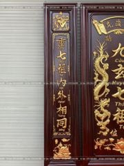 Tranh Thờ Cửu Huyền Thất Tổ Gỗ Hương Đỏ Màu Giả Cổ Kích Thước 127*115 Cm