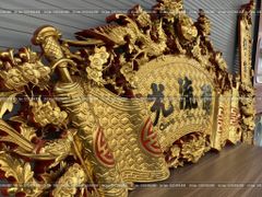 Cuốn Thư Câu Đối Gỗ Sơn Son Thếp Vàng Kích Thước Cuốn Thư 175*81*4 - Câu Đối 175*28*4