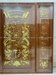 Tranh Thờ Cửu Huyền Thất Tổ Gỗ Hương Đỏ Khung Kính Kích Thước 132*127 Cm