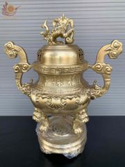 Bộ Ngũ Sự Bằng Đồng Vàng Cao 60 Hoa Sòi  Vàng Mộc