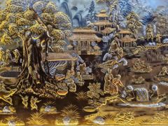 Tranh Cội Nguồn Quê Hương  Kích Thước 230 x  120 - Đồng Vàng Dát Vàng - Khung Gỗ Sồi Nga, Đục Trơn