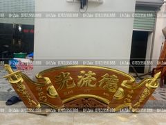 Cuốn Thư Câu Đối Đức Lưu Quang Dát Vàng Kích Thước Cuốn Thư 175*50*4 - Câu Đối 175*28*4 Gỗ Hương Đá