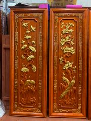 Tranh Gỗ Tứ Quý - Gỗ Hương Đỏ  - Kích Thước 107*37*3
