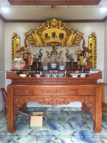 Cuốn Thư Câu Đối Gỗ Sơn Son Thếp Vàng Kích Thước Cuốn Thư 175*81*4 - Câu Đối 175*28*4