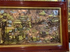 Tranh Cội Nguồn Quê Hương  Kích Thước 170 x 90 - Đồng Đỏ Dát Vàng - Khung Gỗ Sồi Nga, Đục Trơn