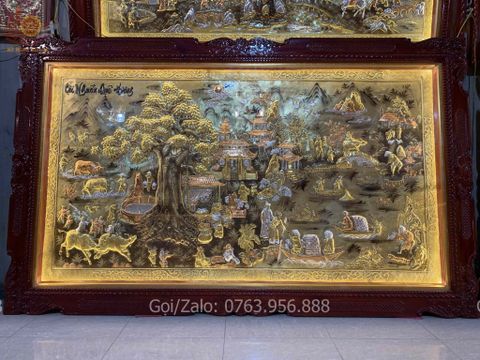 Tranh Cội Nguồn Quê Hương Kích Thước 255 x 155- Đồng Vàng, Dát Vàng - Khung Gỗ Sồi Nga