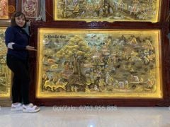 Tranh Cội Nguồn Quê Hương Kích Thước 255 x 155- Đồng Vàng, Dát Vàng - Khung Gỗ Sồi Nga