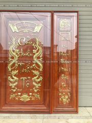 Tranh Thờ Cửu Huyền Thất Tổ Gỗ Hương Đỏ Khung Kính Kích Thước 115*111 Cm