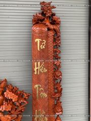 Cuốn Thư Câu Đối Gỗ Hương Đỏ Đức Lưu Quang Chữ Việt Kích Thước Cuốn Thư 197*87*4 - Câu Đối 197*28*4