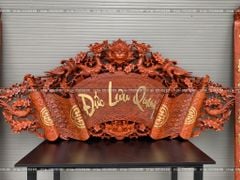 Cuốn Thư Câu Đối Gỗ Hương Đỏ Đức Lưu Quang Chữ Việt Kích Thước Cuốn Thư 197*87*4 - Câu Đối 197*28*4