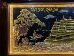 Tranh Thuận Buồm Xuôi Gió Kích Thước 230 x120  Đồng Đỏ Nền Đen Dát Vàng - Khung Sồi