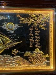 Tranh Thuận Buồm Xuôi Gió Kích Thước 230 x120  Đồng Đỏ Nền Đen Dát Vàng - Khung Sồi