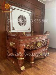 Bàn Thờ Đứng - Án Gian Đục Sen Kích Thước N217*S107*C117 Gỗ Hương Đỏ