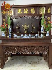 Bàn Thờ Đứng - Án Gian Đục Sen Kích Thước N197*S89*C117 Gỗ Hương Đỏ
