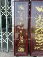 Tranh Thờ Cửu Huyền Thất Tổ Gỗ Kích Thước 150*120 Cm Gỗ Hương Đỏ Khung Kính - Màu Giả Cổ