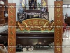 Cuốn Thư Câu Đối Đức Lưu Quang Dát Vàng Kích Thước Cuốn Thư 175*50*4 - Câu Đối 175*28*4 Gỗ Hương Đá