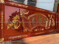 Bộ Hoành Phi Câu Đối Gỗ Hương Đỏ Đức Lưu Quang Tích Mai Điểu Dát Vàng Hoành Phi 197*68*4 - Câu Đối 197*28*4