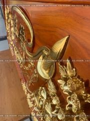 Bộ Hoành Phi Câu Đối Gỗ Hương Đỏ Nguyên Khối 100% Đức Lưu Quang Dát Vàng Hoành Phi 155*61*5 - Câu Đối 155*28*4