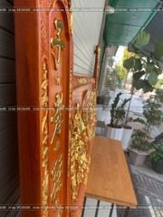 Bộ Hoành Phi Câu Đối Gỗ Hương Đỏ Nguyên Khối 100% Đức Lưu Quang Dát Vàng Hoành Phi 155*61*5 - Câu Đối 155*28*4