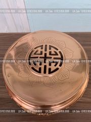 Bộ Tam Sự Nến Bằng Đồng Đỏ Mộc Nguyên Khối Song Long Chầu Nguyệt Cao 50 Cm