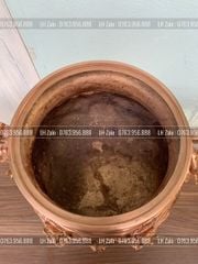 Đỉnh Đồng Ngũ Sự Bằng Đồng Đỏ Mộc Nguyên Khối Song Long Chầu Nguyệt Cao 60 Cm