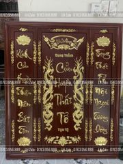 Tranh Thờ Cửu Huyền Thất Tổ Gỗ Gõ Đỏ Màu Giả Cổ Kích Thước 184*128 Cm