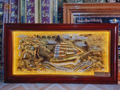 Tranh Thuận Buồm Xuôi Gió Kích Thước 170 x90  Đồng Vàng Xước Dát  - Khung Sồi Trơn