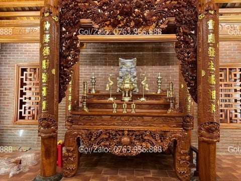 Cửa Võng Gỗ Đục Mai Điểu - Gỗ Hương Đá Mẫu 1