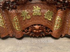 Cuốn Thư Câu Đối Gỗ Gụ Song Long Kích Thước Cuốn Thư 140*61*4 - Câu Đối 155*28*4 Mẫu chữ Đức Lưu Quang