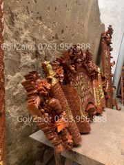 Cuốn Thư Câu Đối Gỗ Gụ Song Long Kích Thước Cuốn Thư 140*61*4 - Câu Đối 155*28*4 Mẫu chữ Đức Lưu Quang