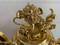 Đỉnh Đồng Ngũ Sự Bằng Đồng Dát Vàng Song Long Chầu Nguyệt Cao 60 Cm