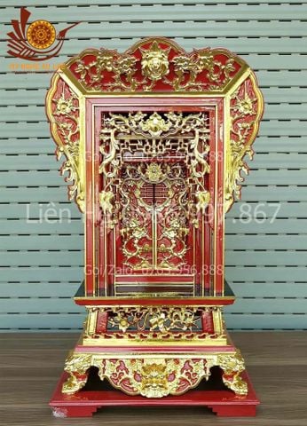 Phụ Kiện Đồ Gỗ - Khám Thờ N52S39C82 - Gỗ mít/dổi sơn sơn thếp vàng