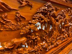 Tranh Gỗ Đồng Quê - Gỗ Hương Đỏ - Khung Hoa Tây