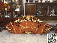 Cuốn Thư Câu Đối Gỗ Hương Đỏ Đức Lưu Quang Chữ Việt Kích Thước Cuốn Thư 197*87*4 - Câu Đối 197*28*4 Dát Vàng Theo Yêu Cầu