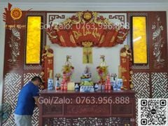Cuốn Thư Câu Đối Gỗ Hương Đỏ Đức Lưu Quang Chữ Việt Kích Thước Cuốn Thư 197*87*4 - Câu Đối 197*28*4 Dát Vàng Theo Yêu Cầu