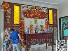Cuốn Thư Câu Đối Gỗ Hương Đỏ Đức Lưu Quang Chữ Việt Kích Thước Cuốn Thư 197*87*4 - Câu Đối 197*28*4 Dát Vàng Theo Yêu Cầu