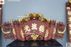 Cuốn Thư Câu Đối Gỗ Gụ Song Long Mẫu Mới Dát Vàng Theo Yêu Cầu Kích Thước Cuốn Thư 197*87*4 - Câu Đối 197*28*4
