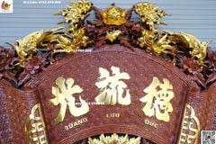 Cuốn Thư Câu Đối Gỗ Gụ Song Long Mẫu Mới Dát Vàng Theo Yêu Cầu Kích Thước Cuốn Thư 197*87*4 - Câu Đối 197*28*4