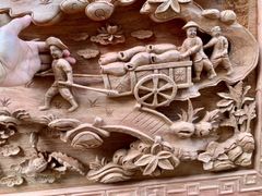 Tranh Gỗ Đồng Quê - Gỗ Hương Đá  - Khung Hoa Văn - Đục Tay- Dày 9cm