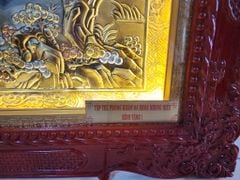 Tranh Mã Đáo Thành Công Kích Thước 230 x120  Đồng Vàng Xước Dát Vàng - Khung Sồi Đục Hoa Văn