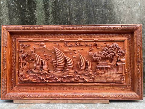 Tranh Gỗ Thuận Buồm Xuôi Gió- Kích Thước155-79-5- Gỗ Hương Đá