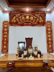 Bộ Hoành Phi Câu Đối Gỗ Hương Đỏ Đức Lưu Quang Tích Mai Điểu Dát Vàng Hoành Phi 155*61*4 - Câu Đối 155*28*4