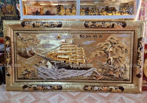 Tranh Thuận Buồm Xuôi Gió Kích Thước 230 x120  Đồng Vàng Dát Vàng - Khung Đồng